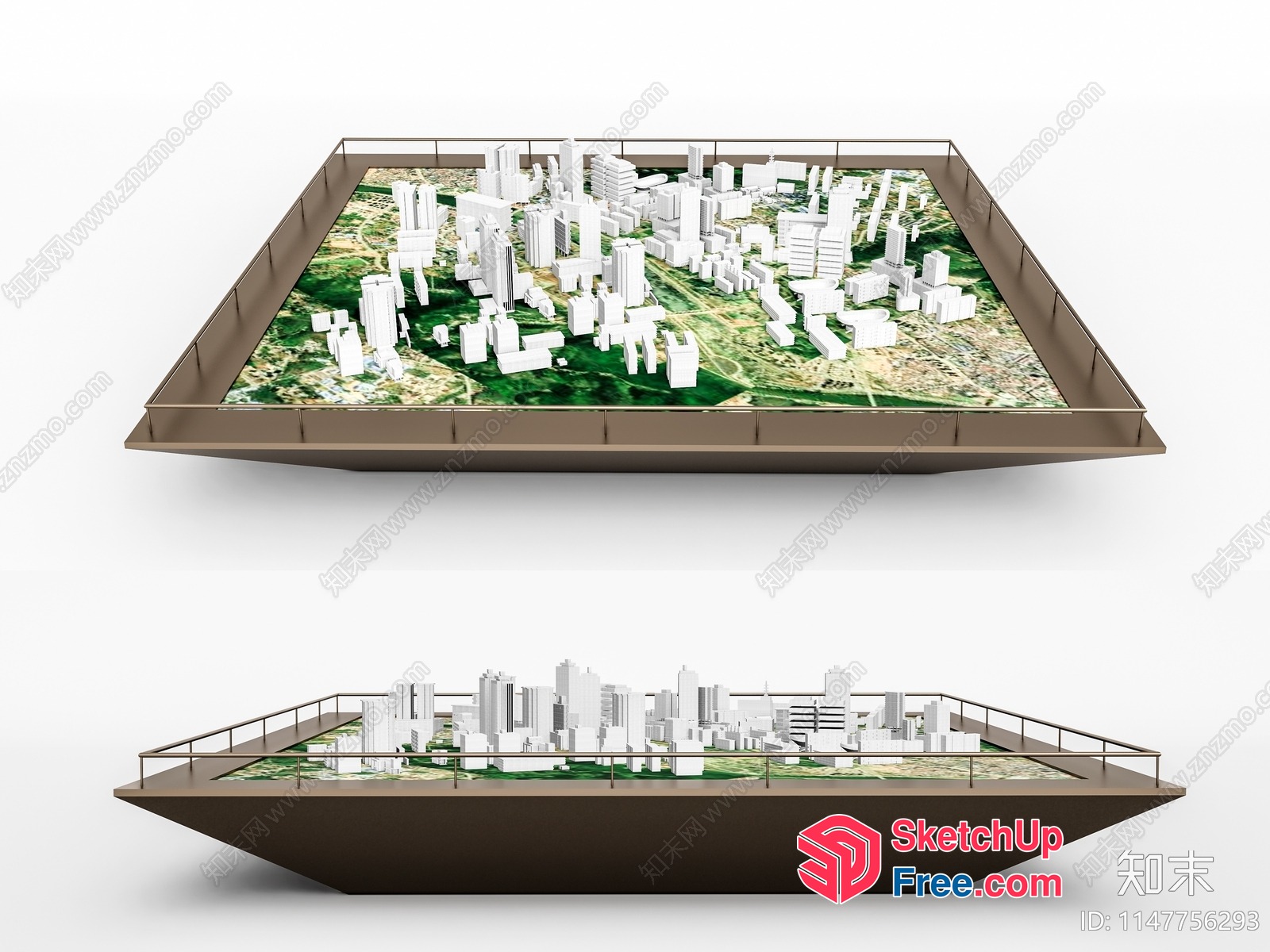 Futuristic Cityscape Model With Elevated Platforms 3D SketchUp File