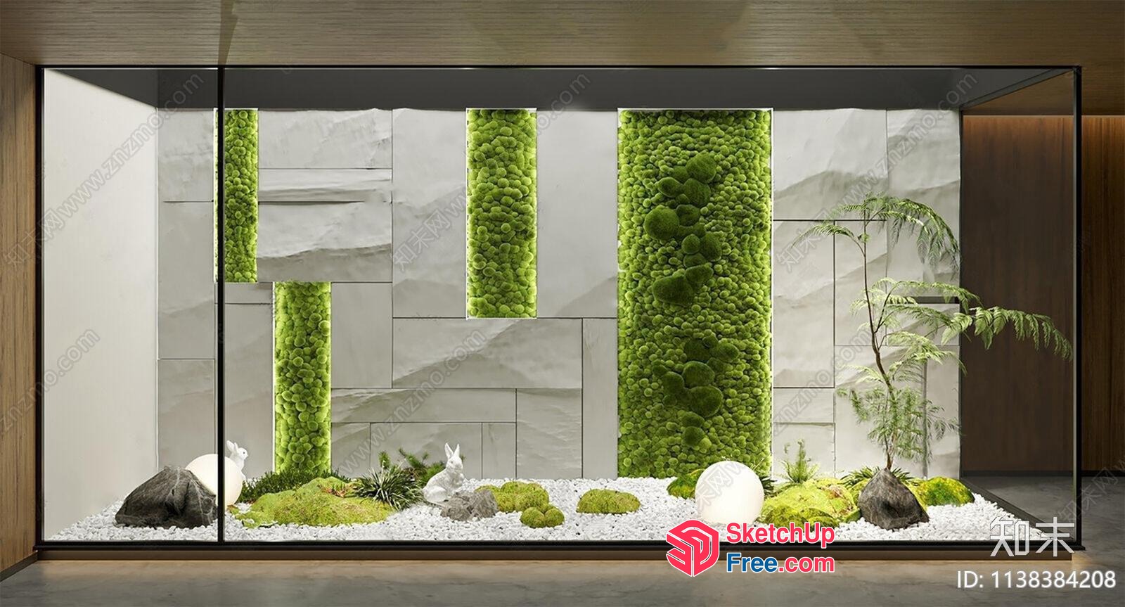 Modern Minimalist Japanese-Style Living Room Interior Design 3D SketchUp File