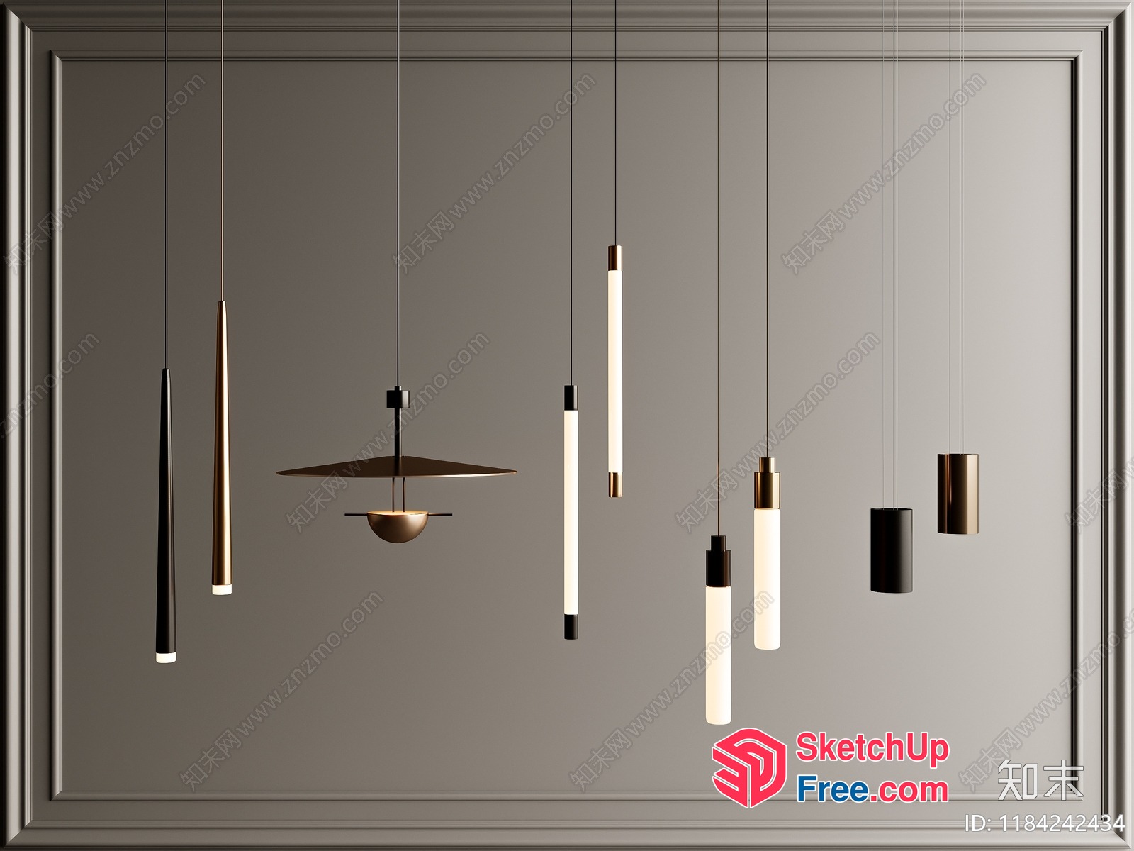 Modern Hanging Light Fixtures Collection 3D SketchUp File