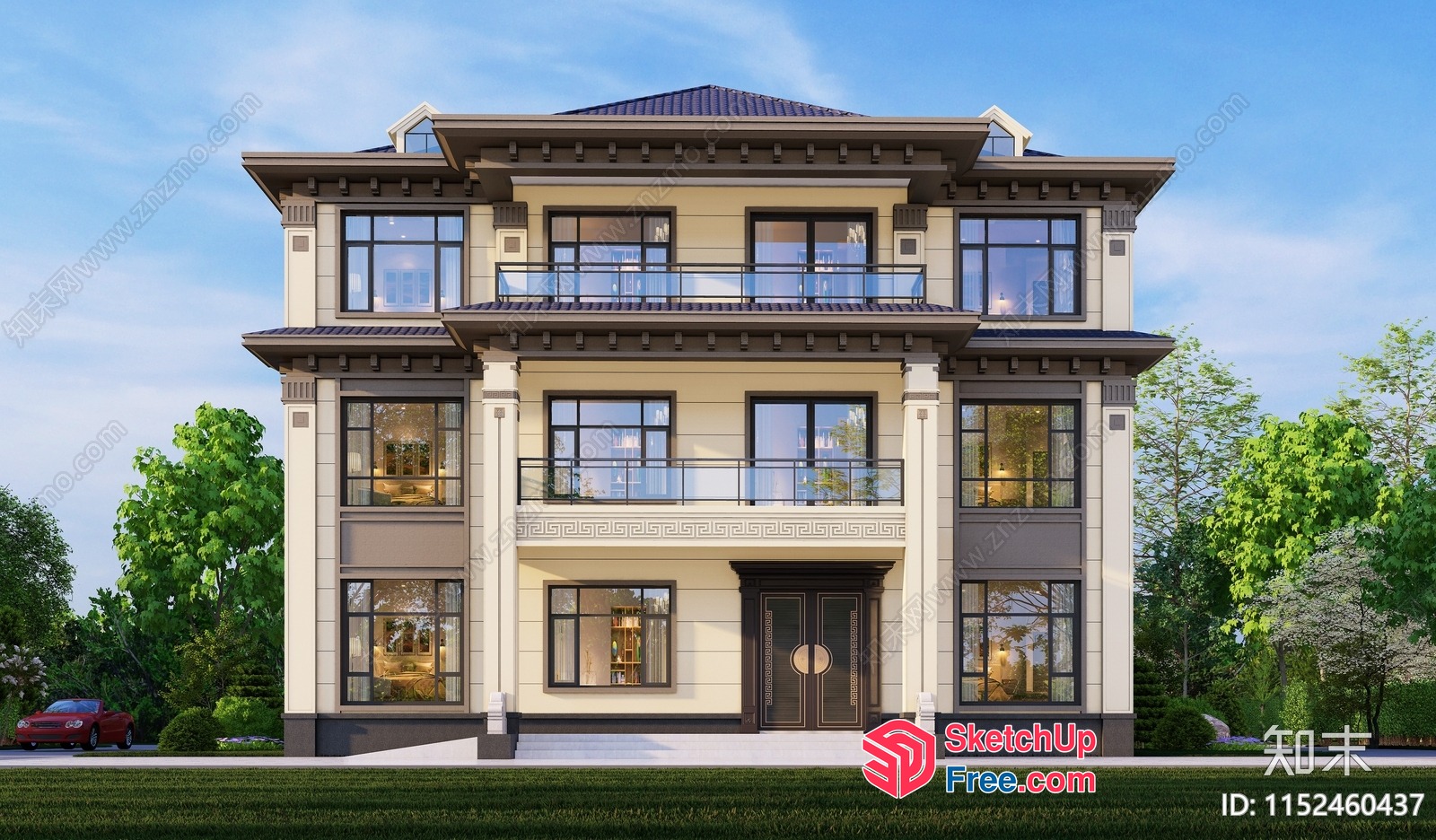 Classic European Style Villa Exterior 3D SketchUp File