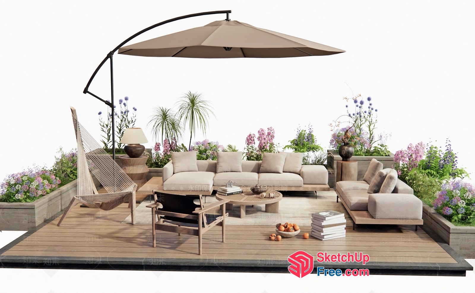 Elegant Outdoor Living Space With Comfortable Seating And Natural Ambiance 3D SketchUp File