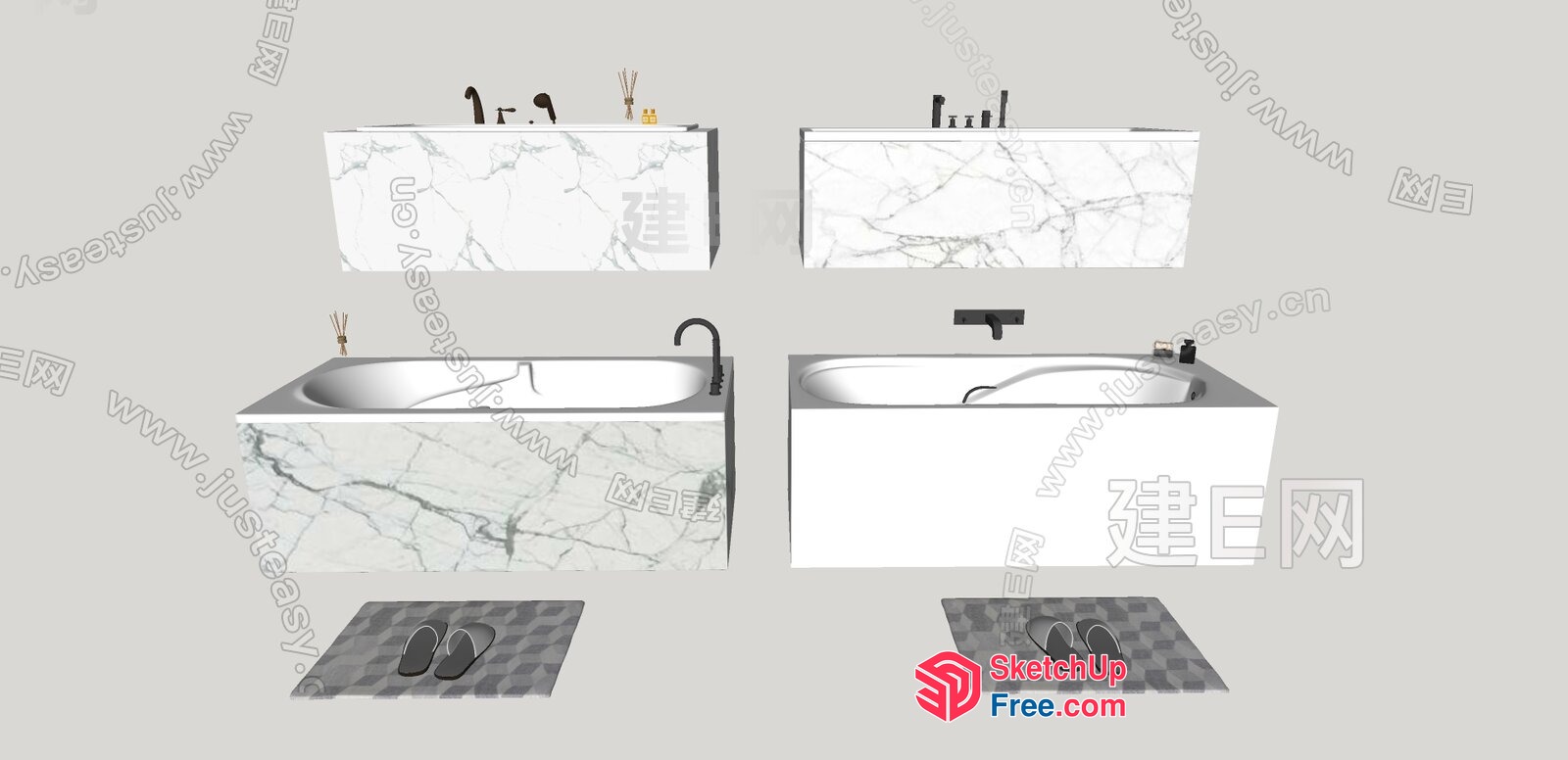 Modern Bathroom Sink And Bathtub Design 3D SketchUp File