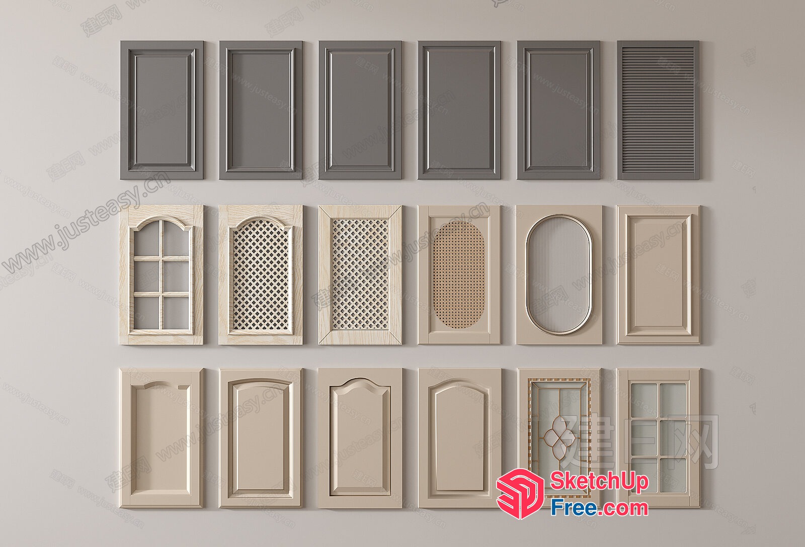 Various Cabinet Doors And Windows 3D SketchUp File