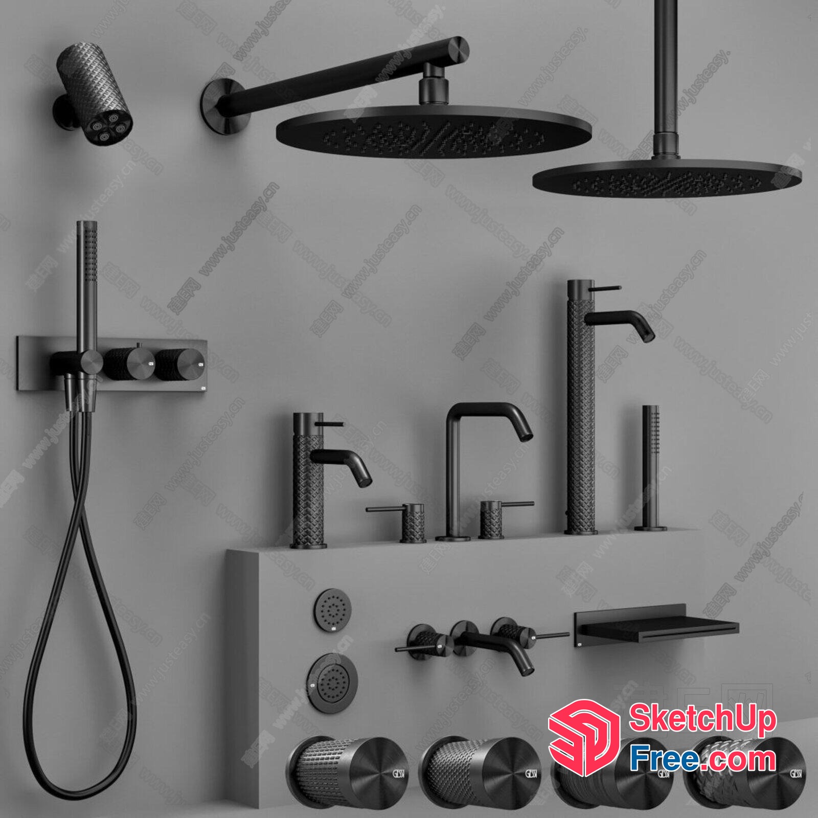 Black Faucet And Shower Head Decor 3D SketchUp File