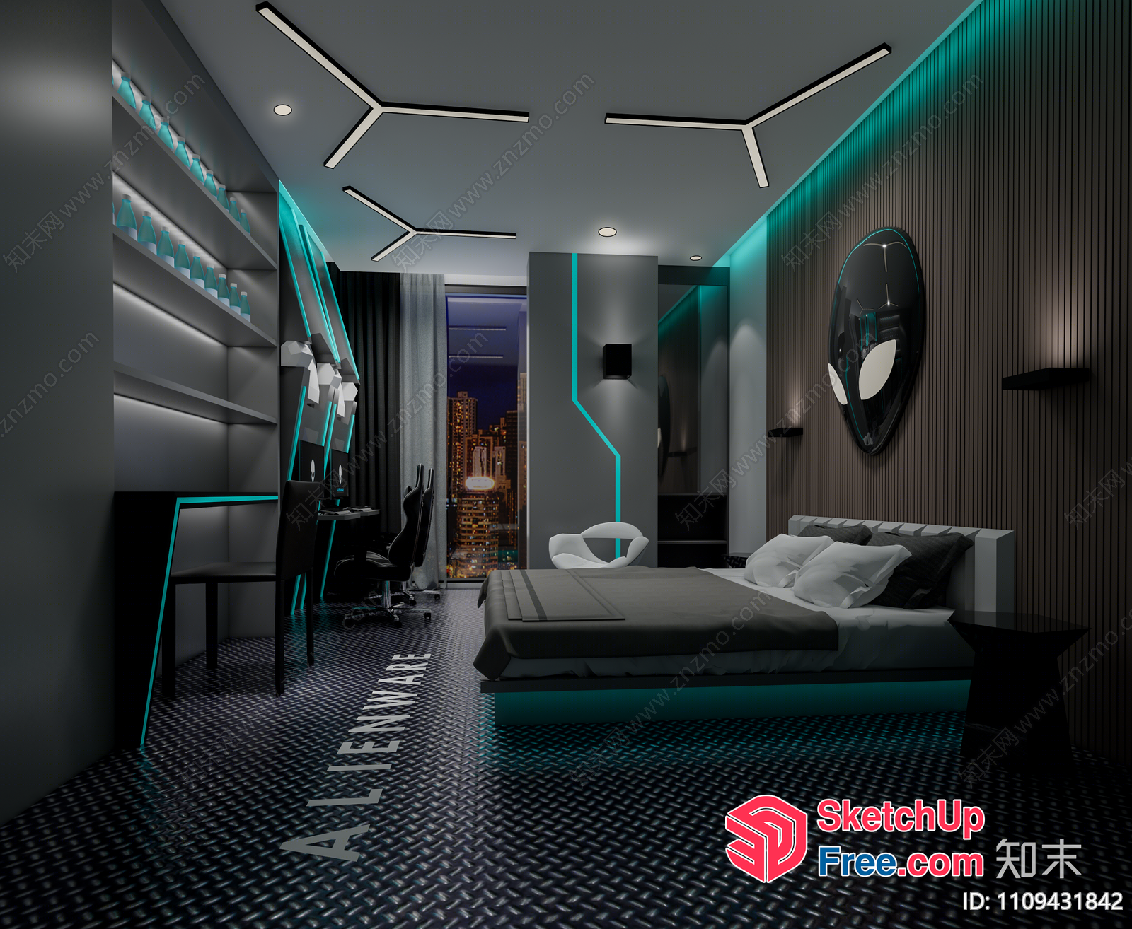 Futuristic Alien-Themed Bedroom 3D SketchUp File