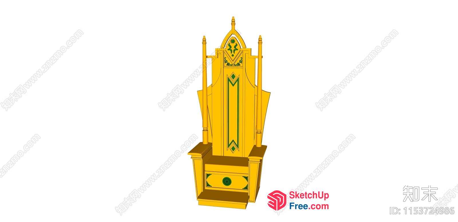 Ornate Yellow Throne 3D SketchUp File