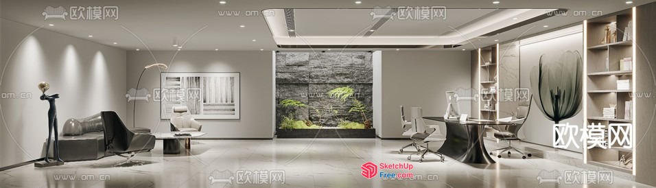 Modern Office Space With Sleek Furniture And Natural Light 3D SketchUp File