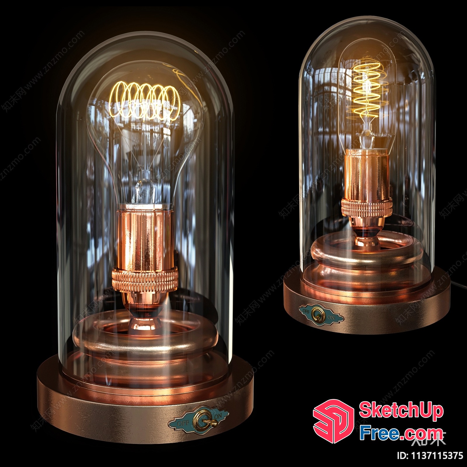 Decorative Light Bulbs In Glass And Copper 3D SketchUp File