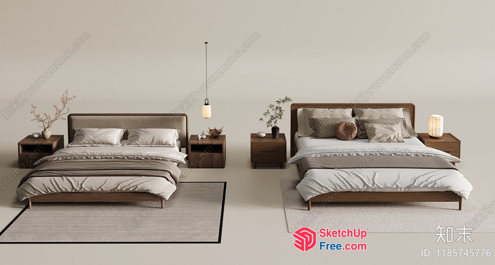 Modern Minimalist Japanese Style Bedroom Interior 3D SketchUp File