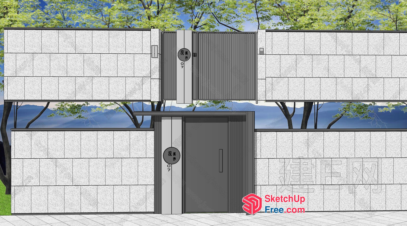 Modern Japanese-Style Exterior Design With Elevator And Stairs 3D SketchUp File