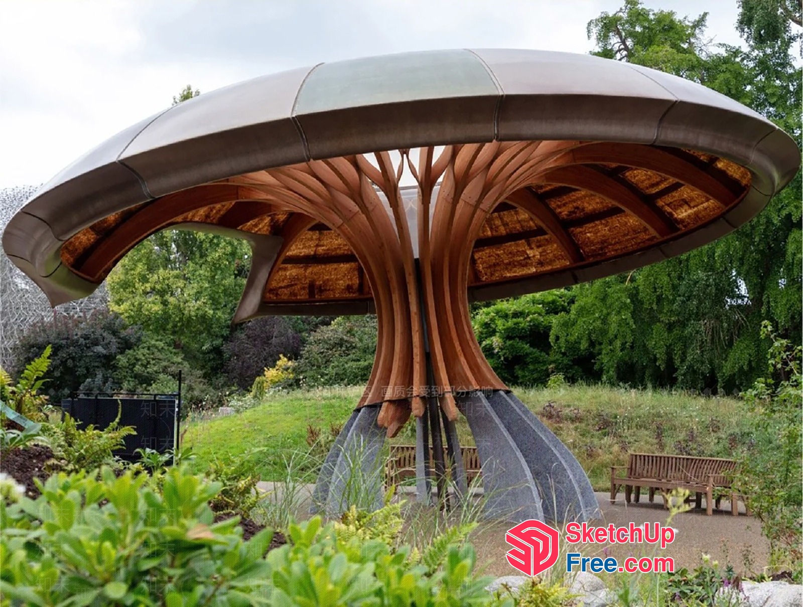 Modern Mushroom-Shaped Structure 3D SketchUp File