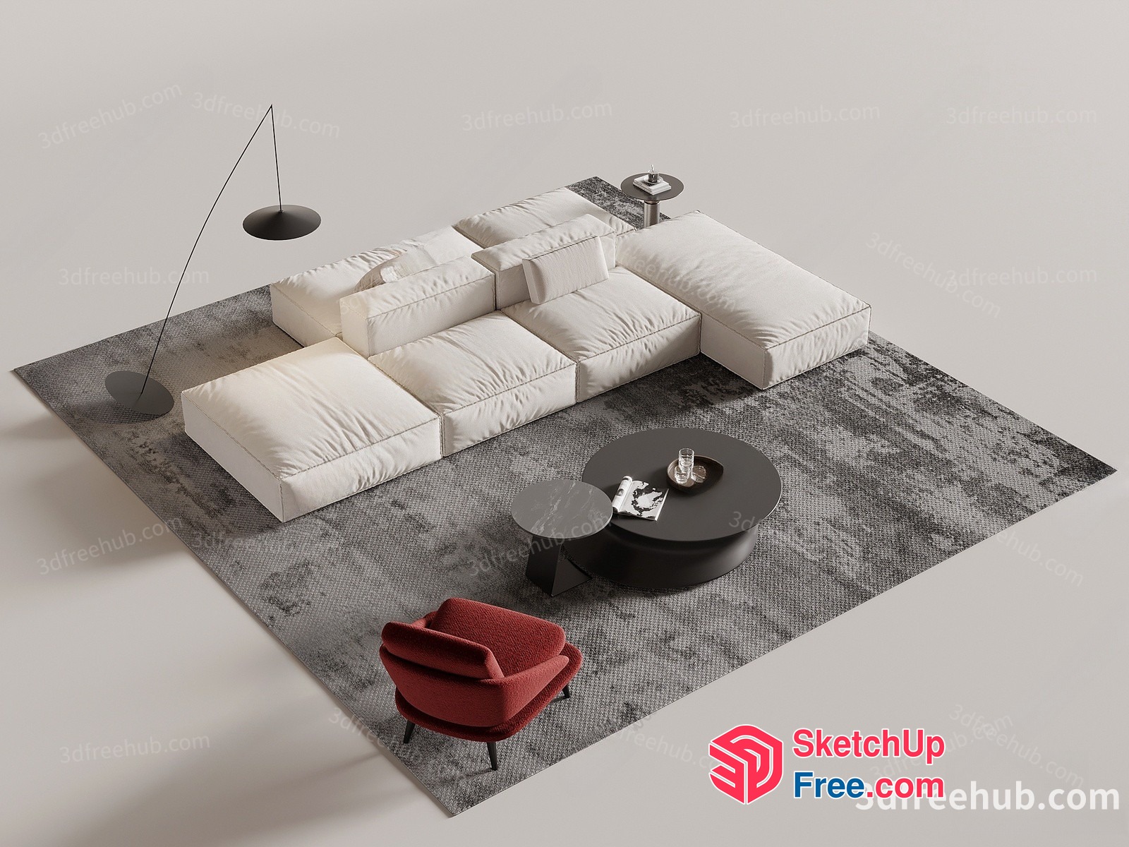 Minimalist Living Room Furniture Arrangement 3D SketchUp File