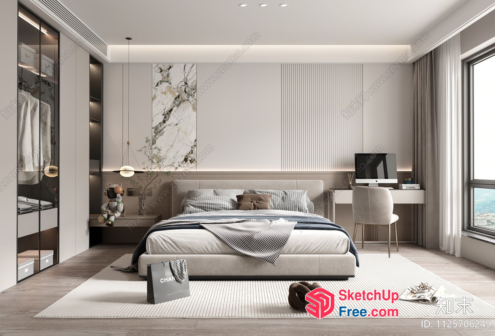 Minimalist Style Bedroom With Sleek Furniture 3D SketchUp File