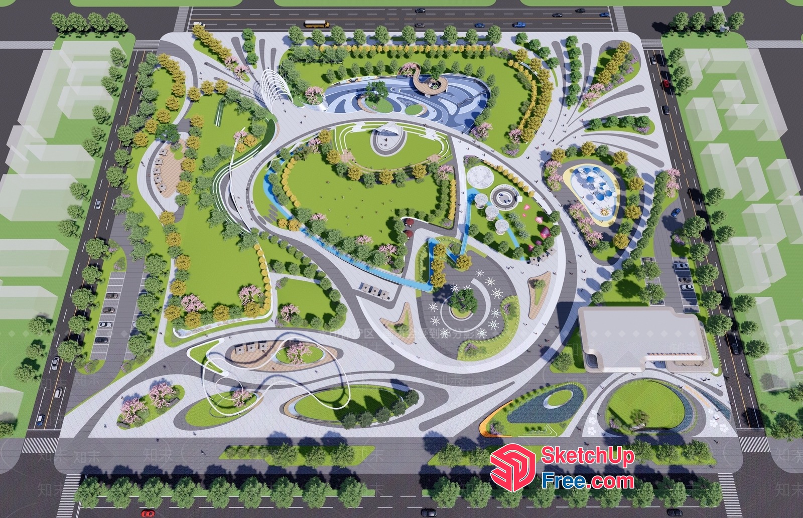 Modern Park Landscape Design 3D SketchUp File
