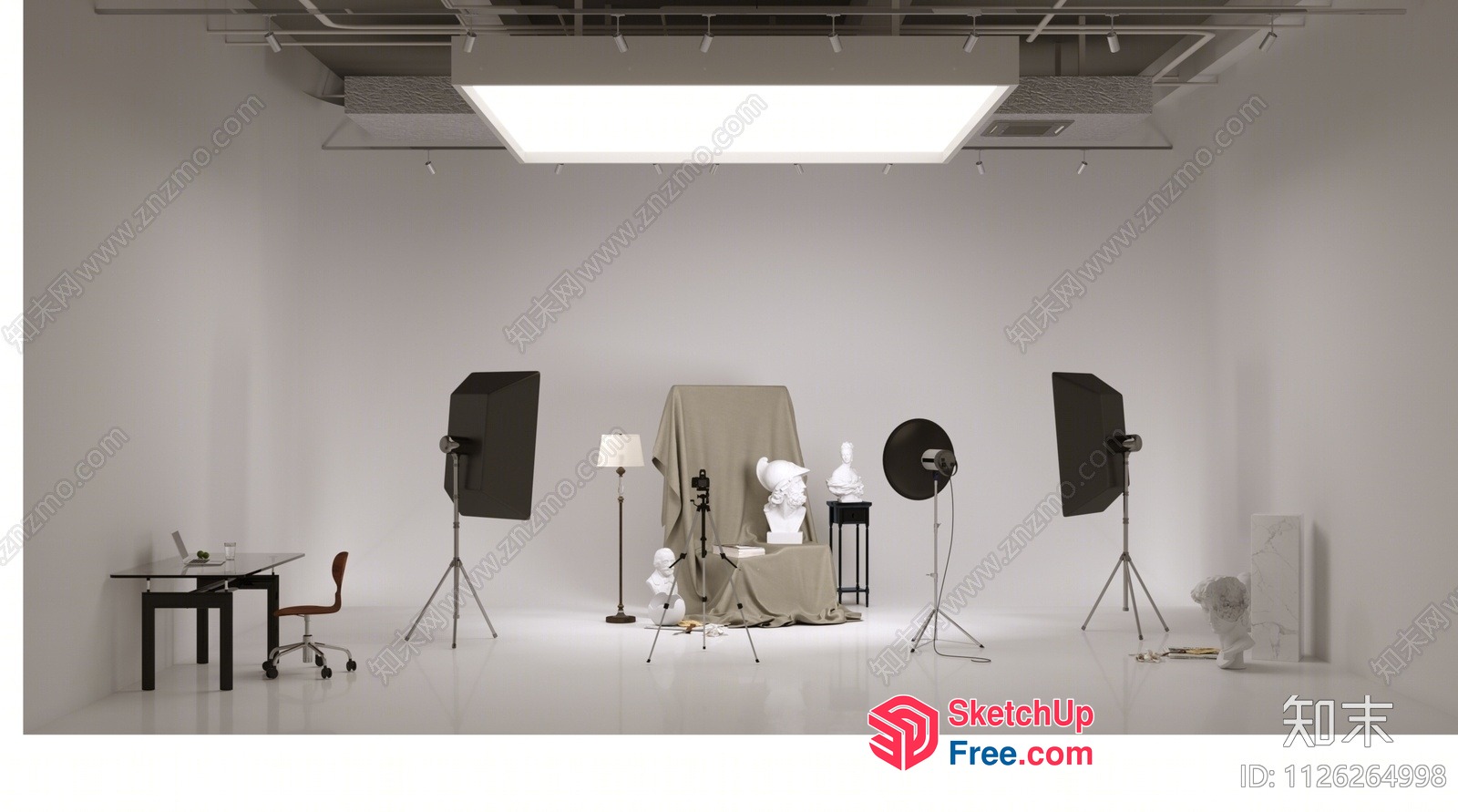 Busts And Sculptures In A Well-Lit Studio Setting 3D SketchUp File