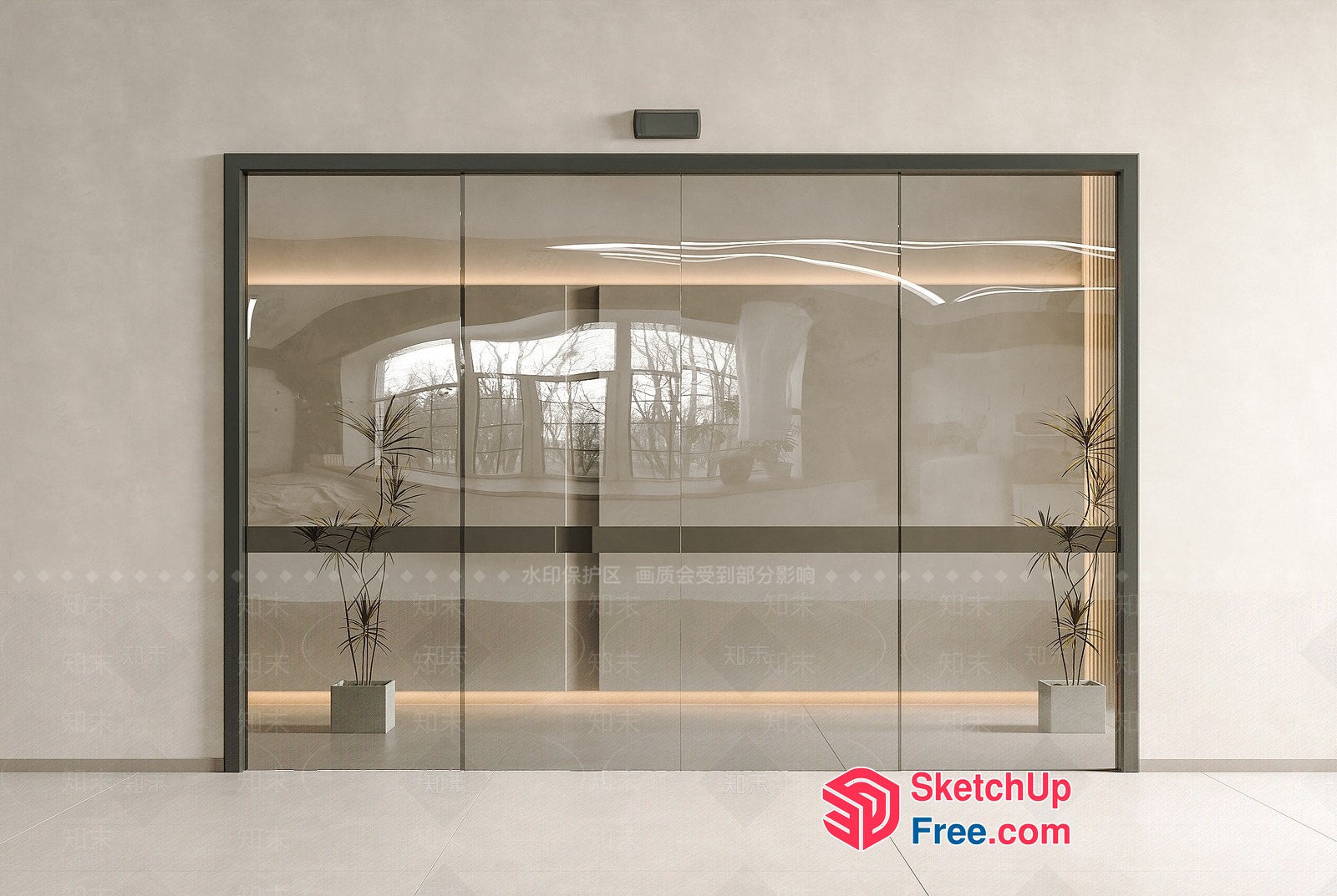 Modern Glass Elevator And Stairs 3D SketchUp File