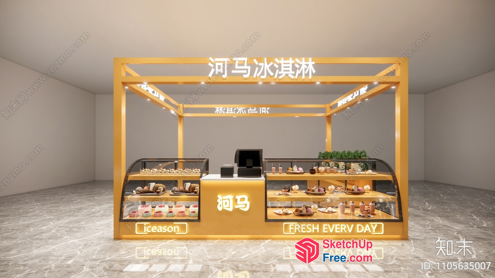 Golden Dessert Shop Display 3D SketchUp File