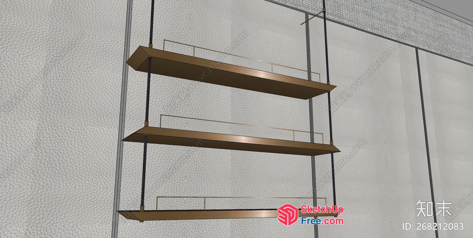 Modern Three-Tiered Shelf Unit With Metal Frame 3D SketchUp File
