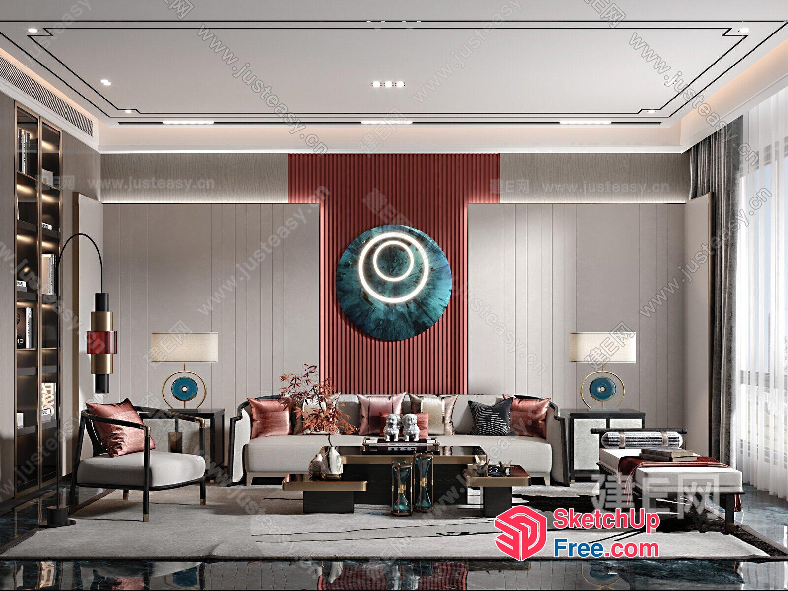 Modern Living Room With Sleek Furniture And Ambient Lighting 3D SketchUp File