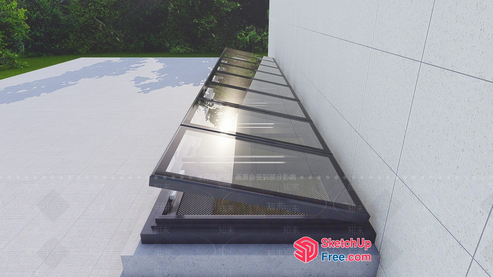 Glass Curtain Wall On Exterior Building 3D SketchUp File