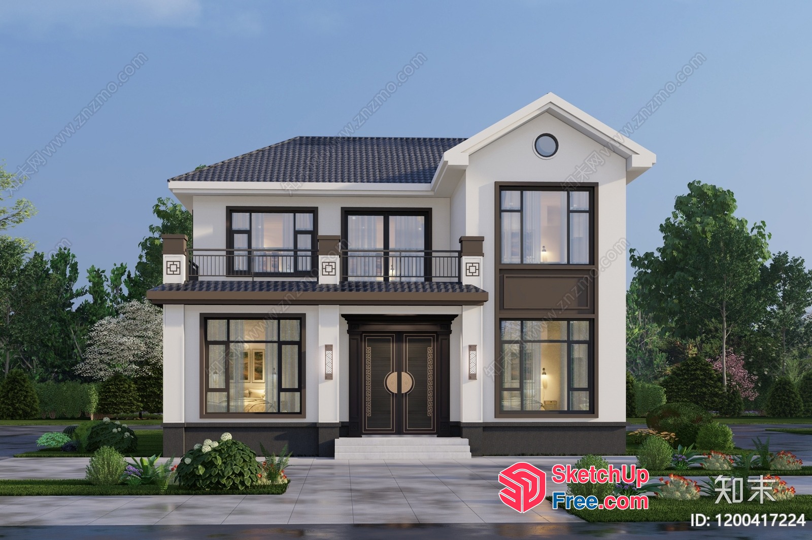 Elegant European Villa Exterior 3D SketchUp File