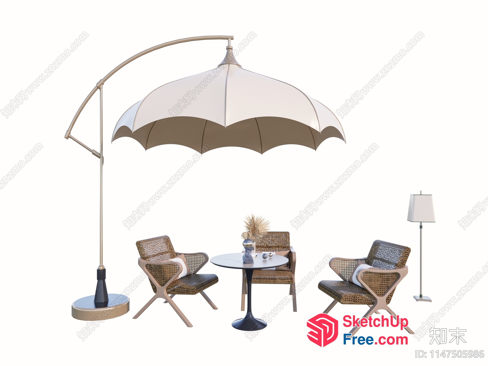 Outdoor Furniture Set With Umbrella 3D SketchUp File