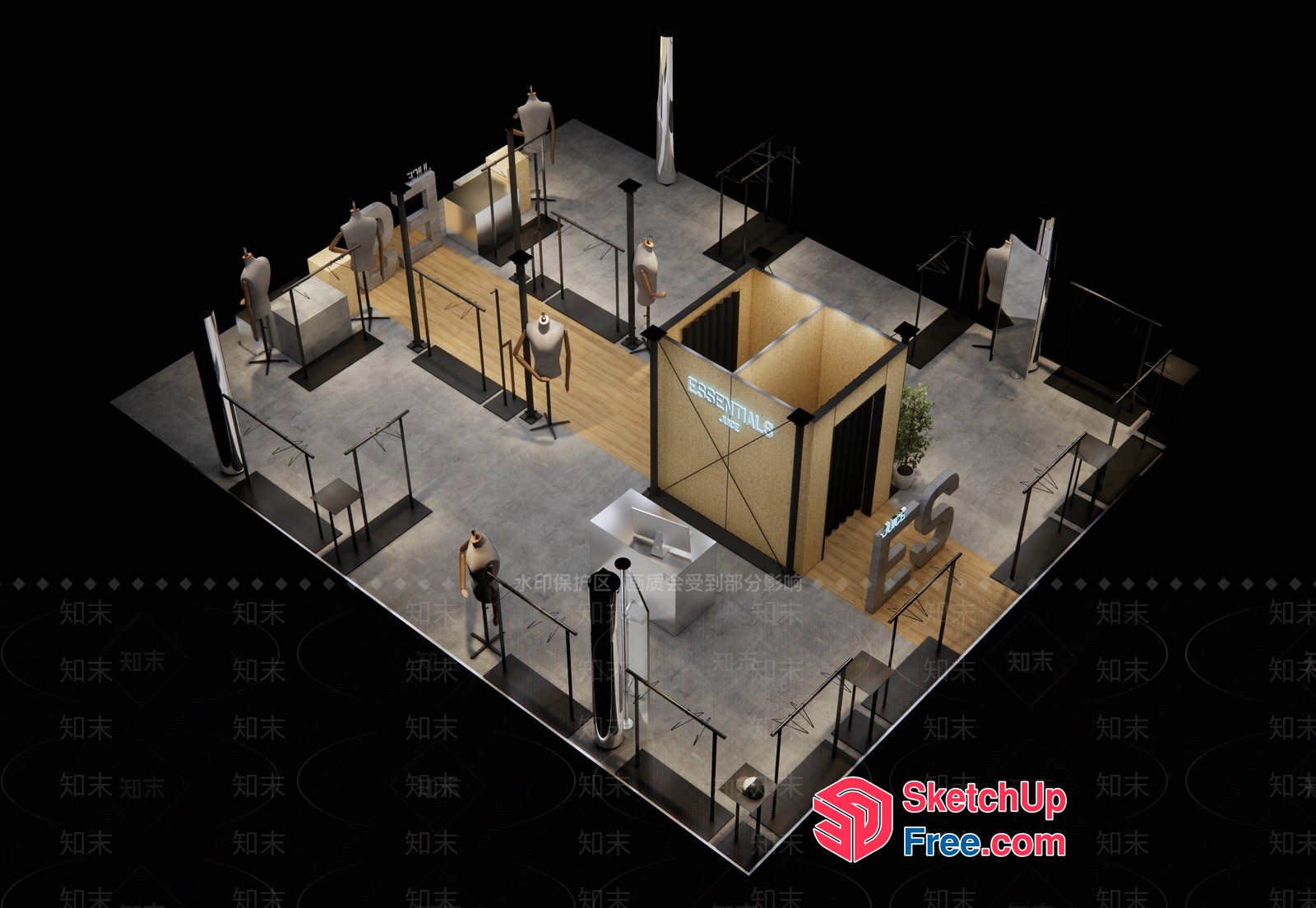 Minimalist Style Fashion Retail Store 3D SketchUp File
