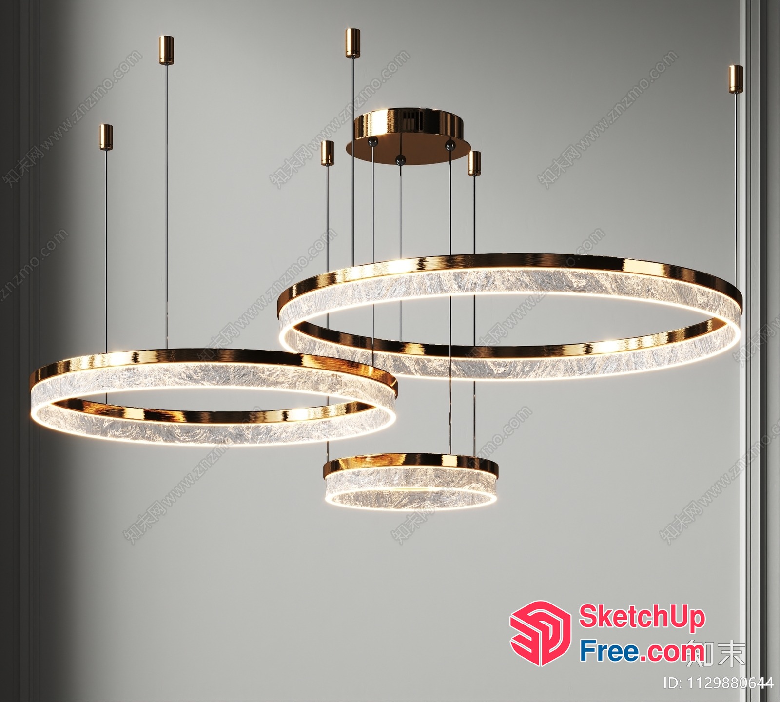 Elegant Gold And White Circular Light Fixture 3D SketchUp File