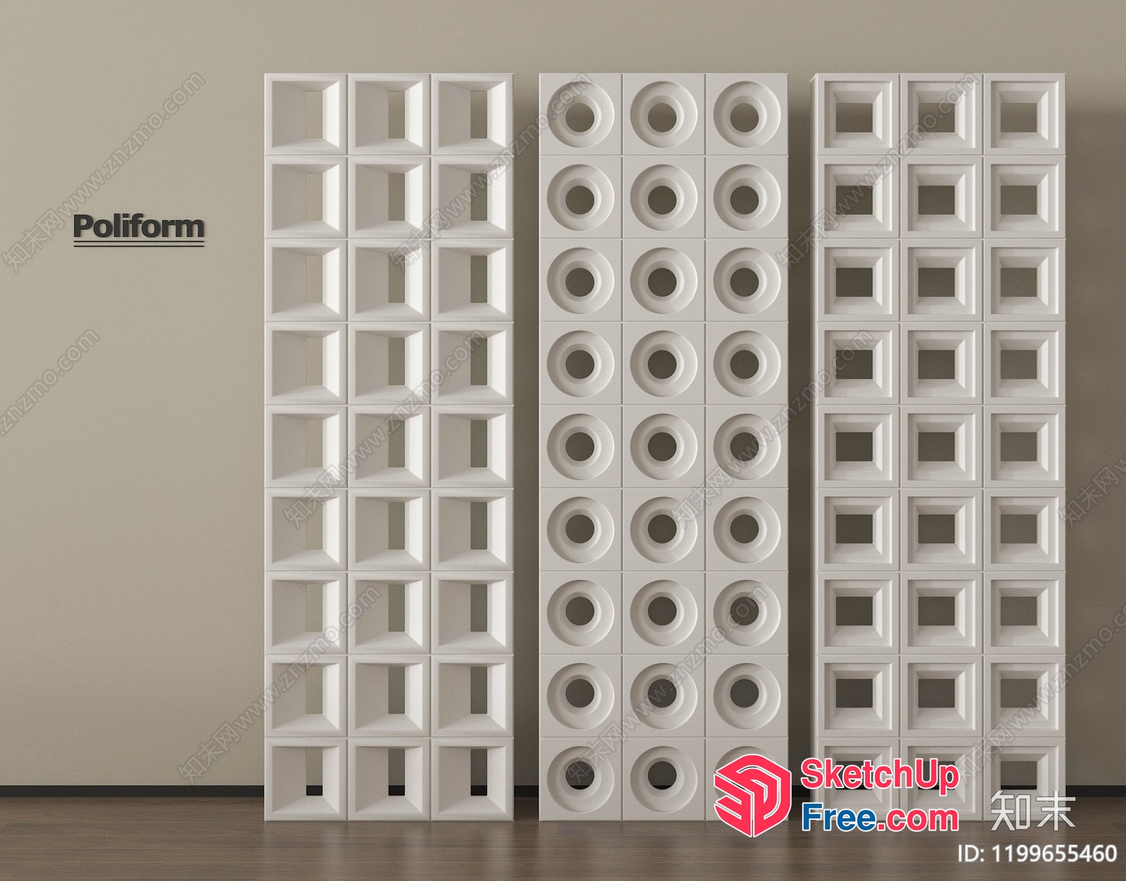 Poliform Modern Decorative Wall Partition 3D SketchUp File