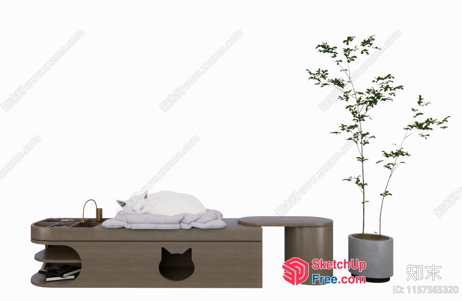Modern Minimalist Cat-Friendly Living Room Furniture Set 3D SketchUp File