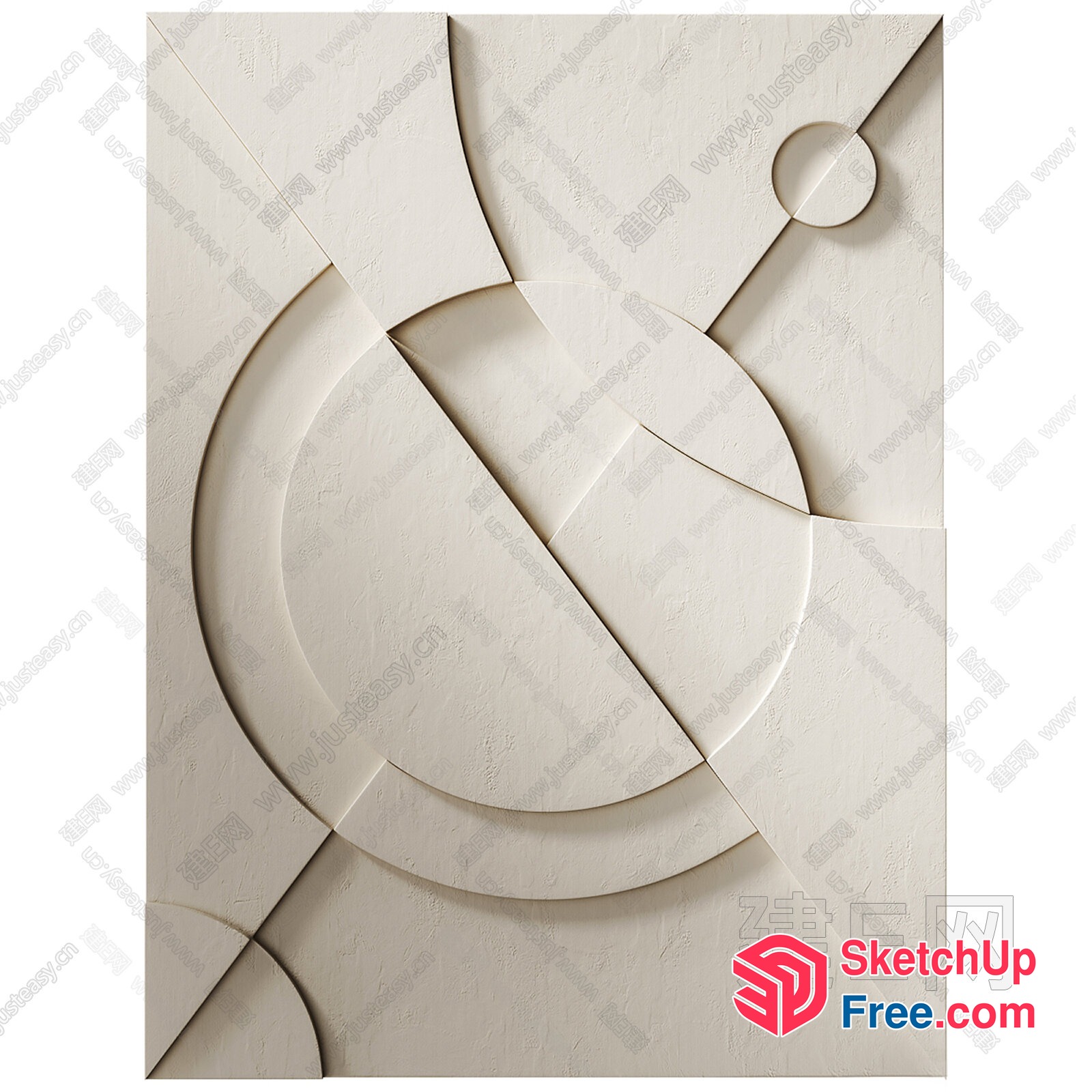 Modern Creamy Style Decorative Wall Panel 3D SketchUp File