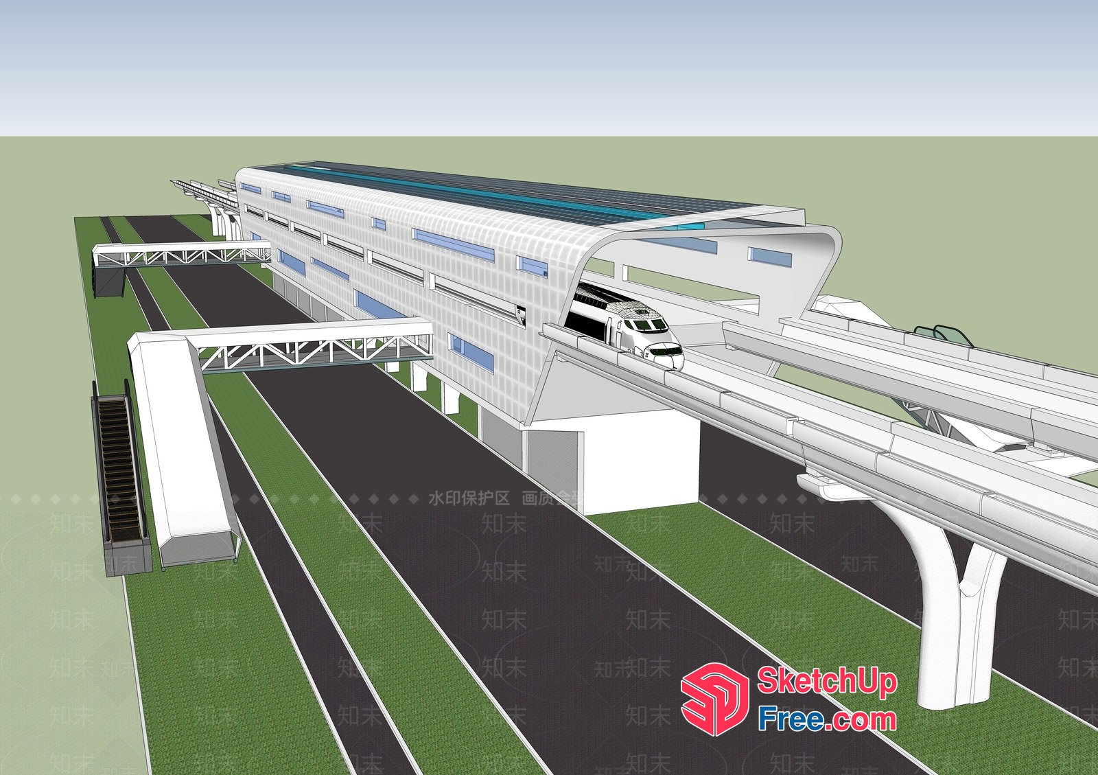 Modern Transportation Hub With Sleek Architecture 3D SketchUp File