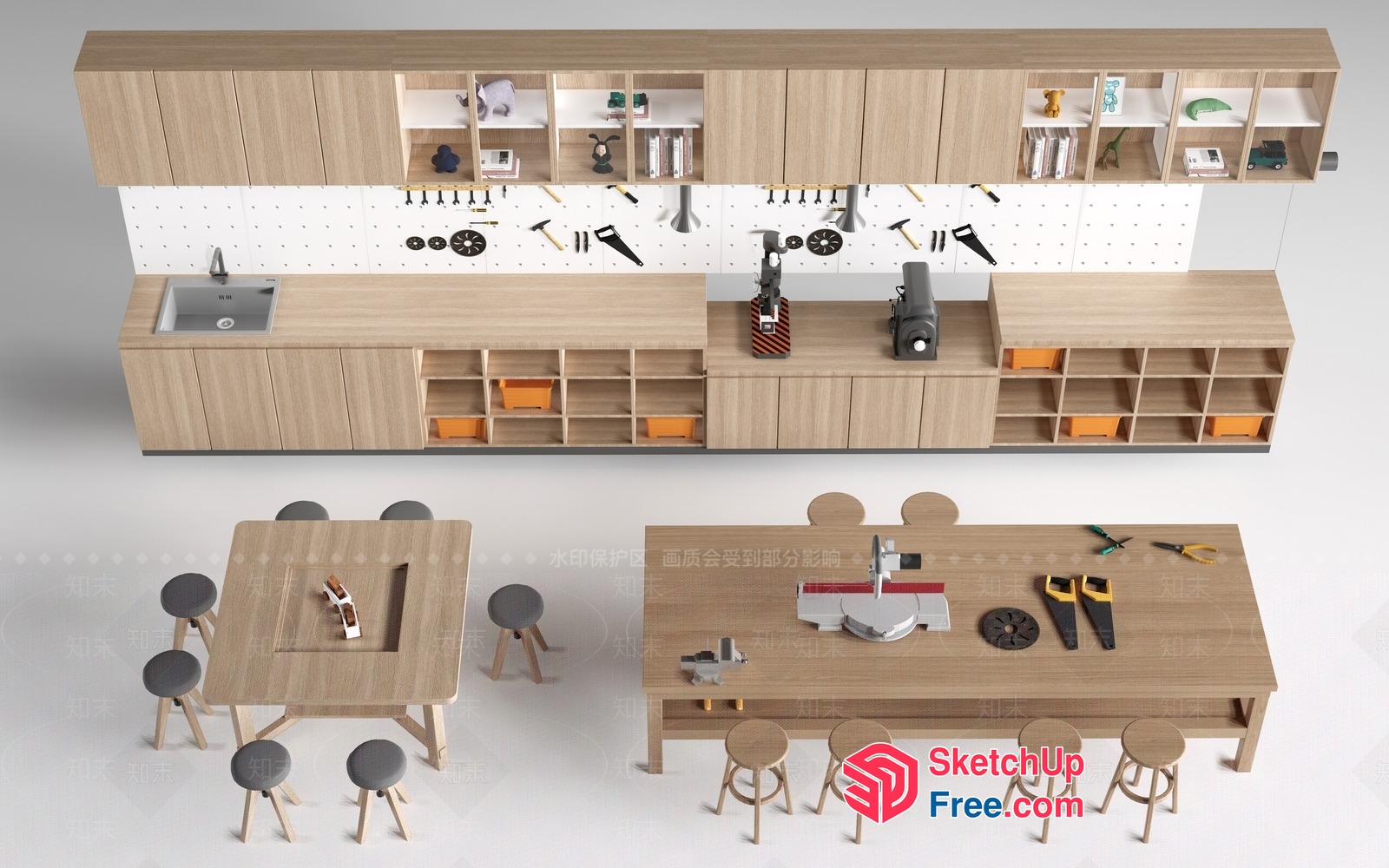 Modern Wooden Furniture Workshop 3D SketchUp File