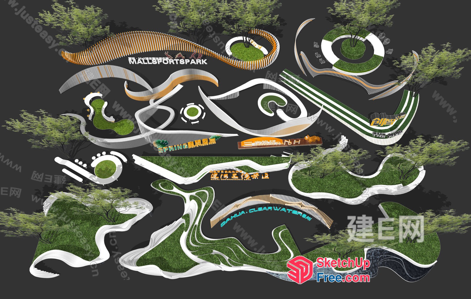Serpentine Green Spaces 3D SketchUp File