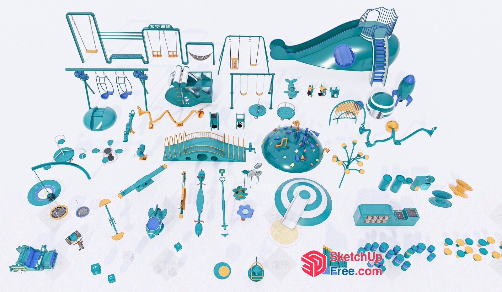 Vibrant Playground Equipment Collection 3D SketchUp File