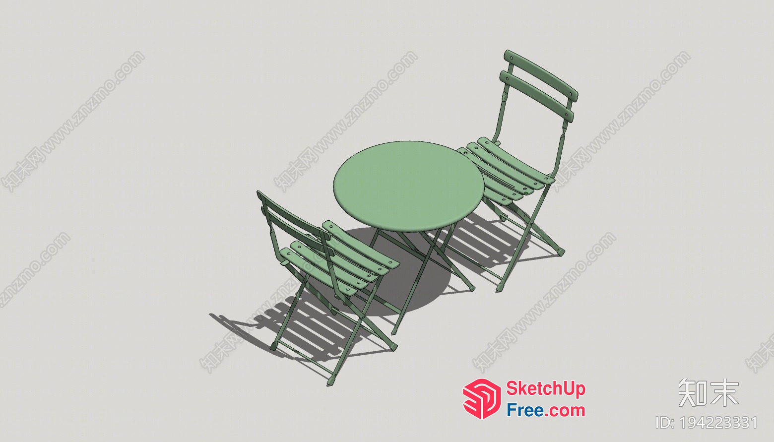Green Metal Folding Table And Chairs Set 3D SketchUp File