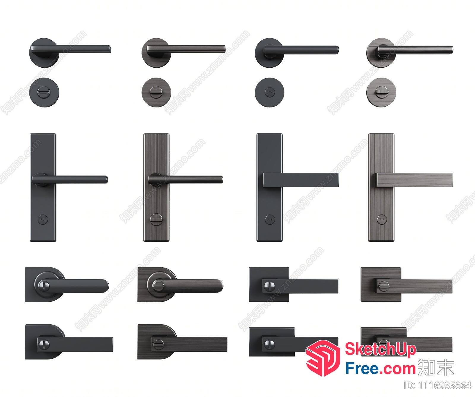 Modern Door Handles And Locks Collection 3D SketchUp File