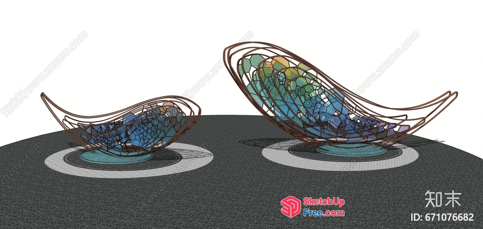 Elegant Stained Glass Artistic Chairs 3D SketchUp File