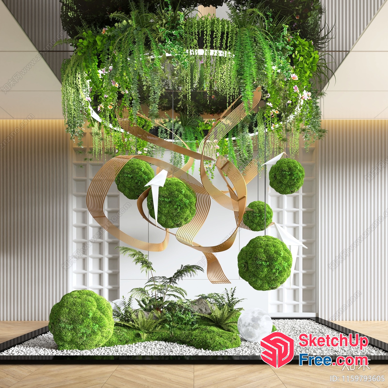 Elegant And Modern Greenery Decor 3D SketchUp File