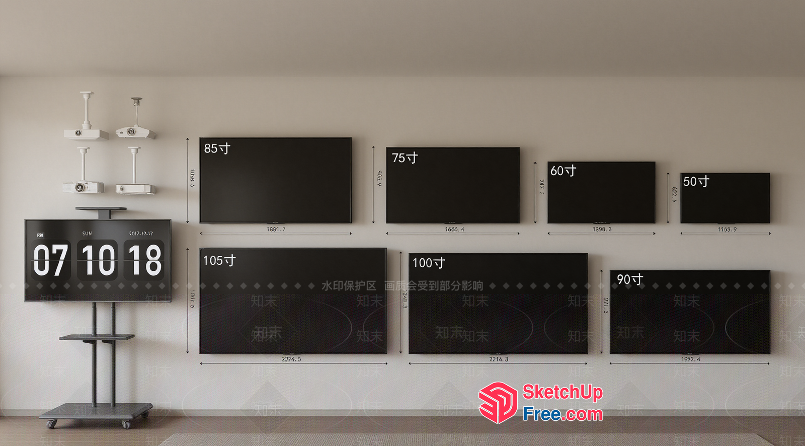 Modern Minimalist Tv Wall And Display System 3D SketchUp File