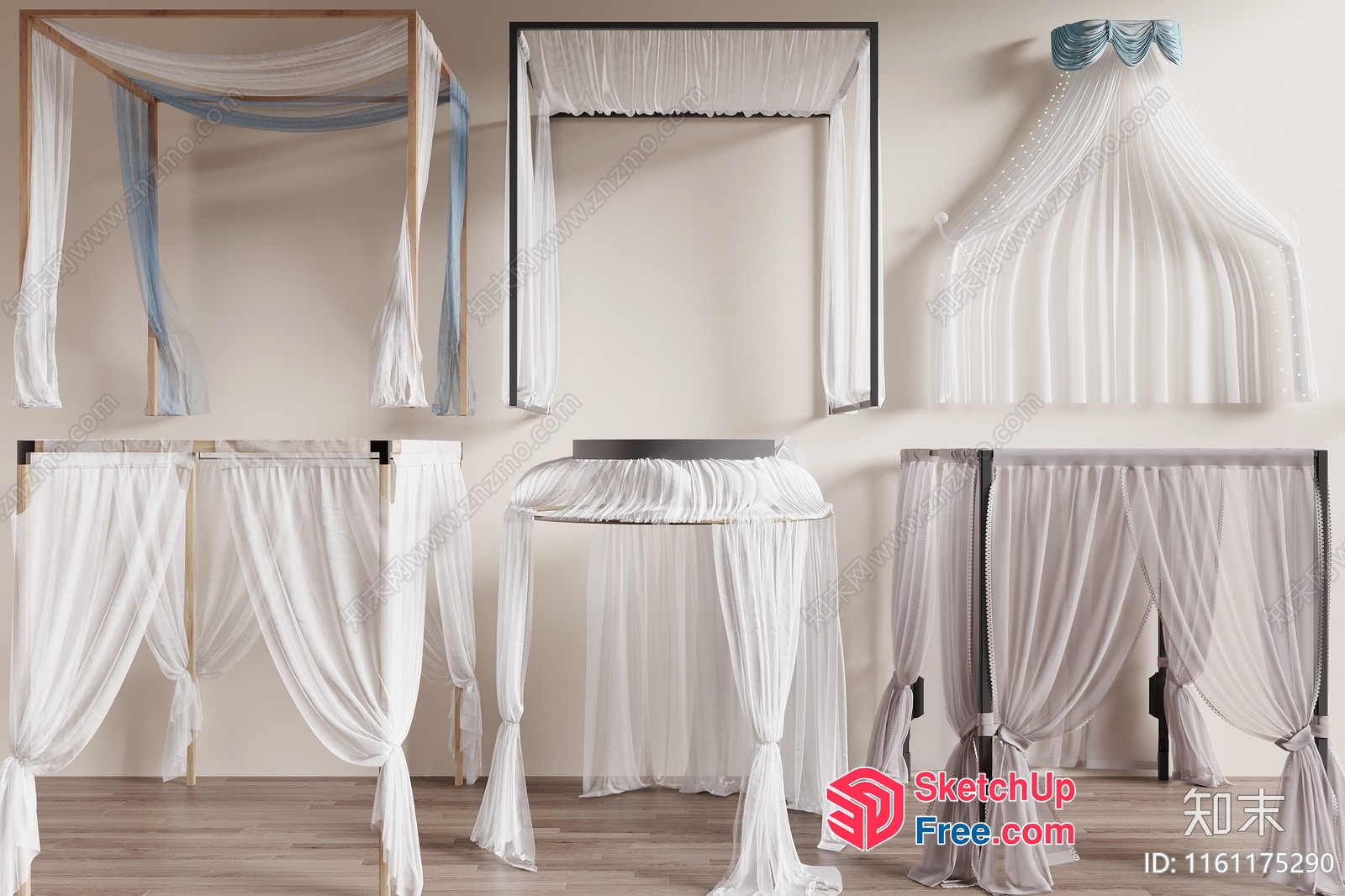 Elegant White Drapes And Curtains 3D SketchUp File