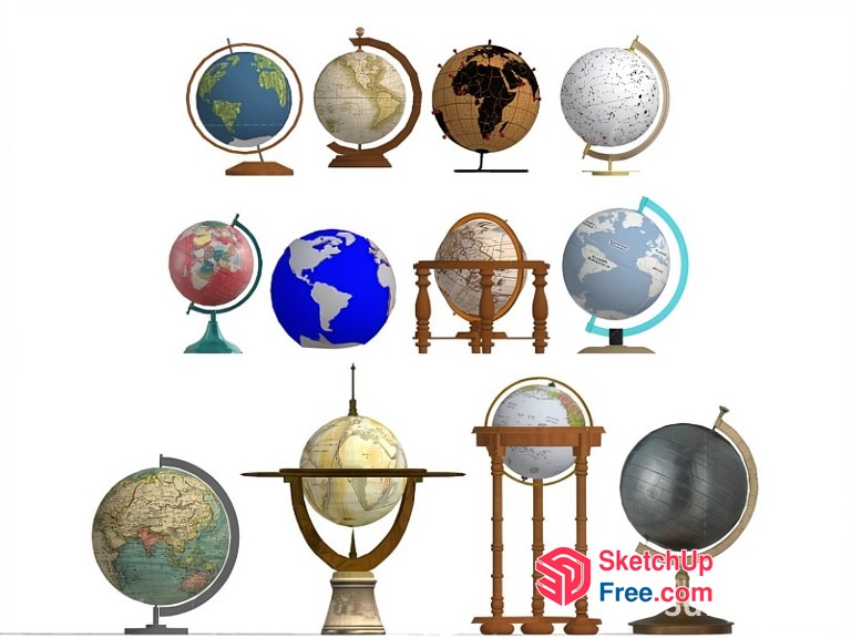 Various Globe Styles And Designs 3D SketchUp File