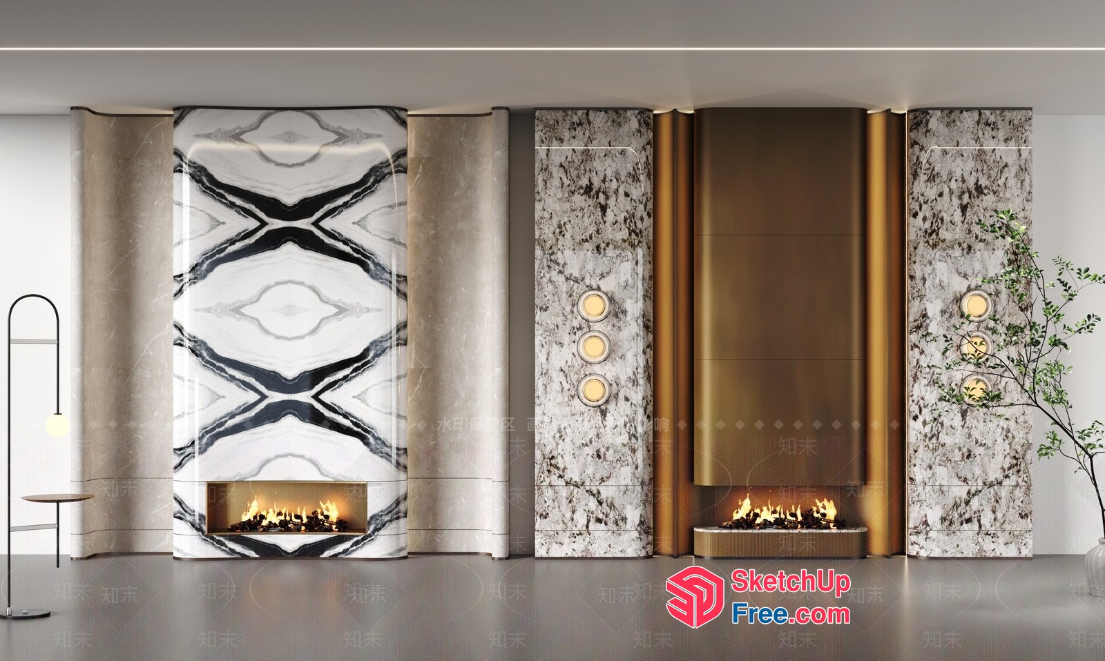 Luxurious Modern Fireplace Design 3D SketchUp File