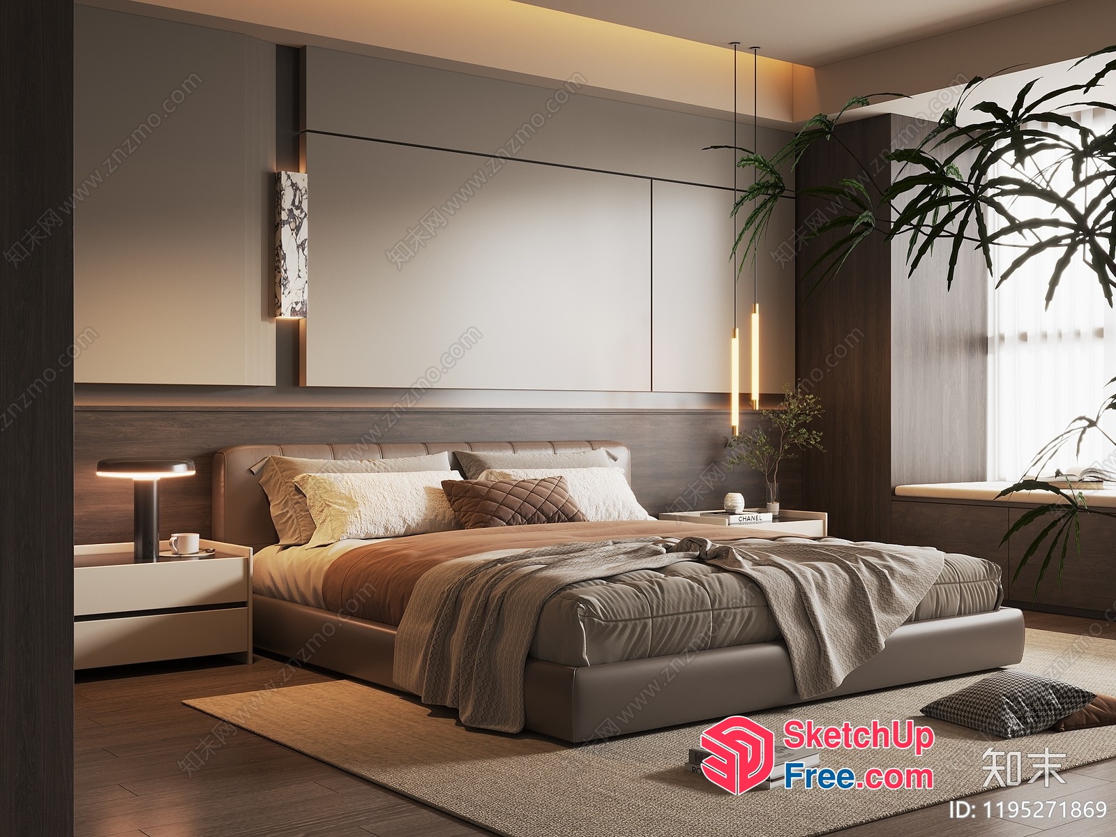 Modern Minimalist Bedroom With Neutral Color Scheme 3D SketchUp File