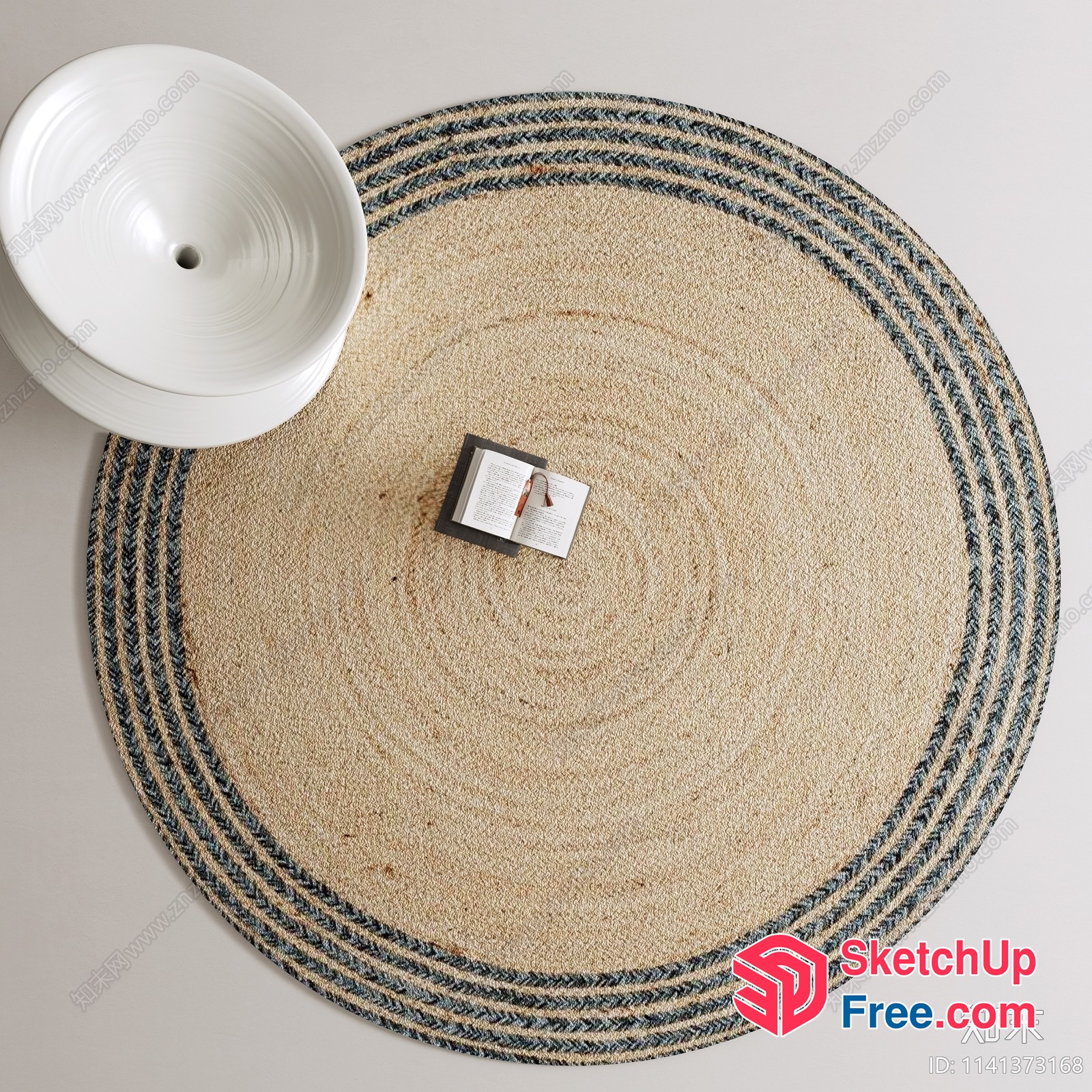 Aerial View Of A Circular Rug And A Book 3D SketchUp File