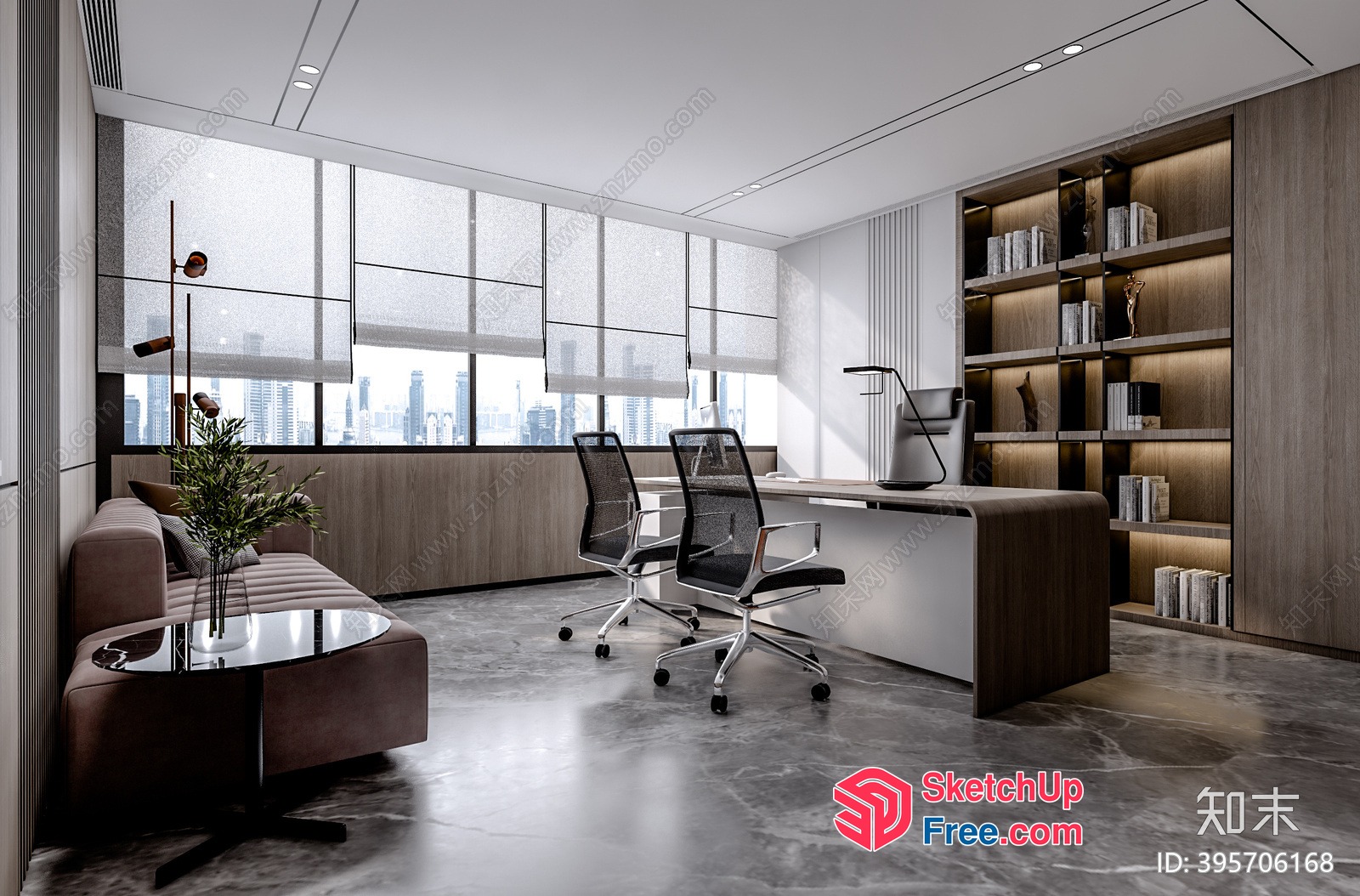 Modern Office Space With City View 3D SketchUp File