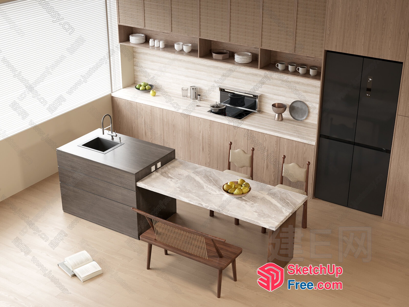 Modern Kitchen Island With Built-In Sink 3D SketchUp File