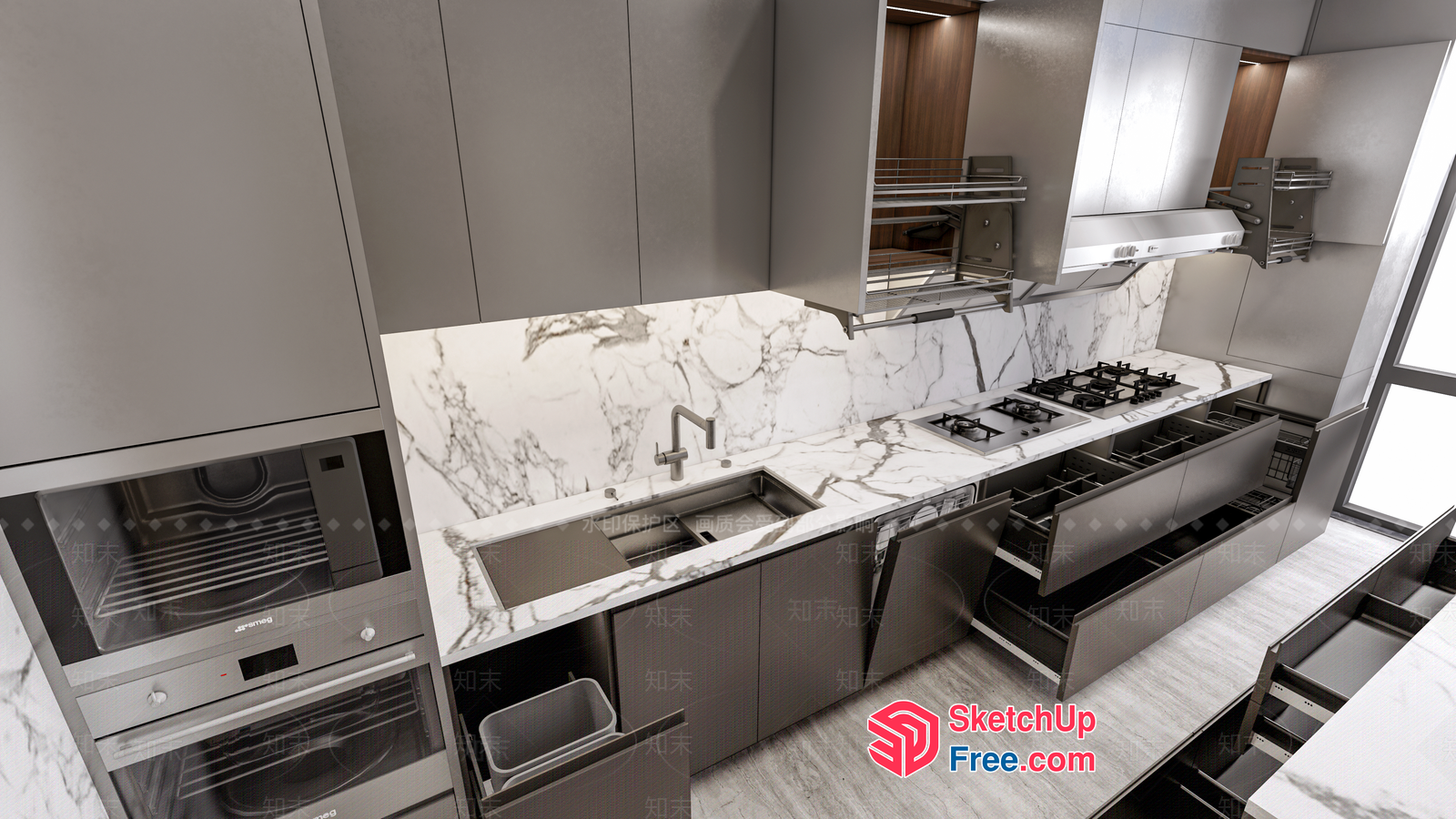 Modern Kitchen With Sleek And Sophisticated Design 3D SketchUp File