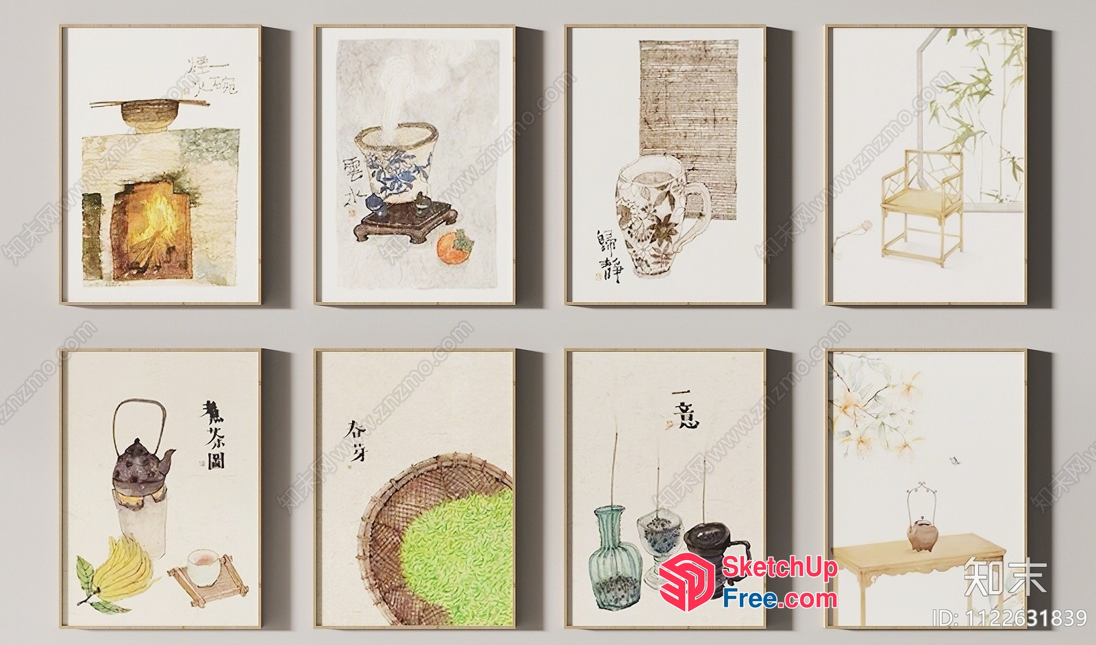 Traditional Asian-Inspired Artwork Collection 3D SketchUp File