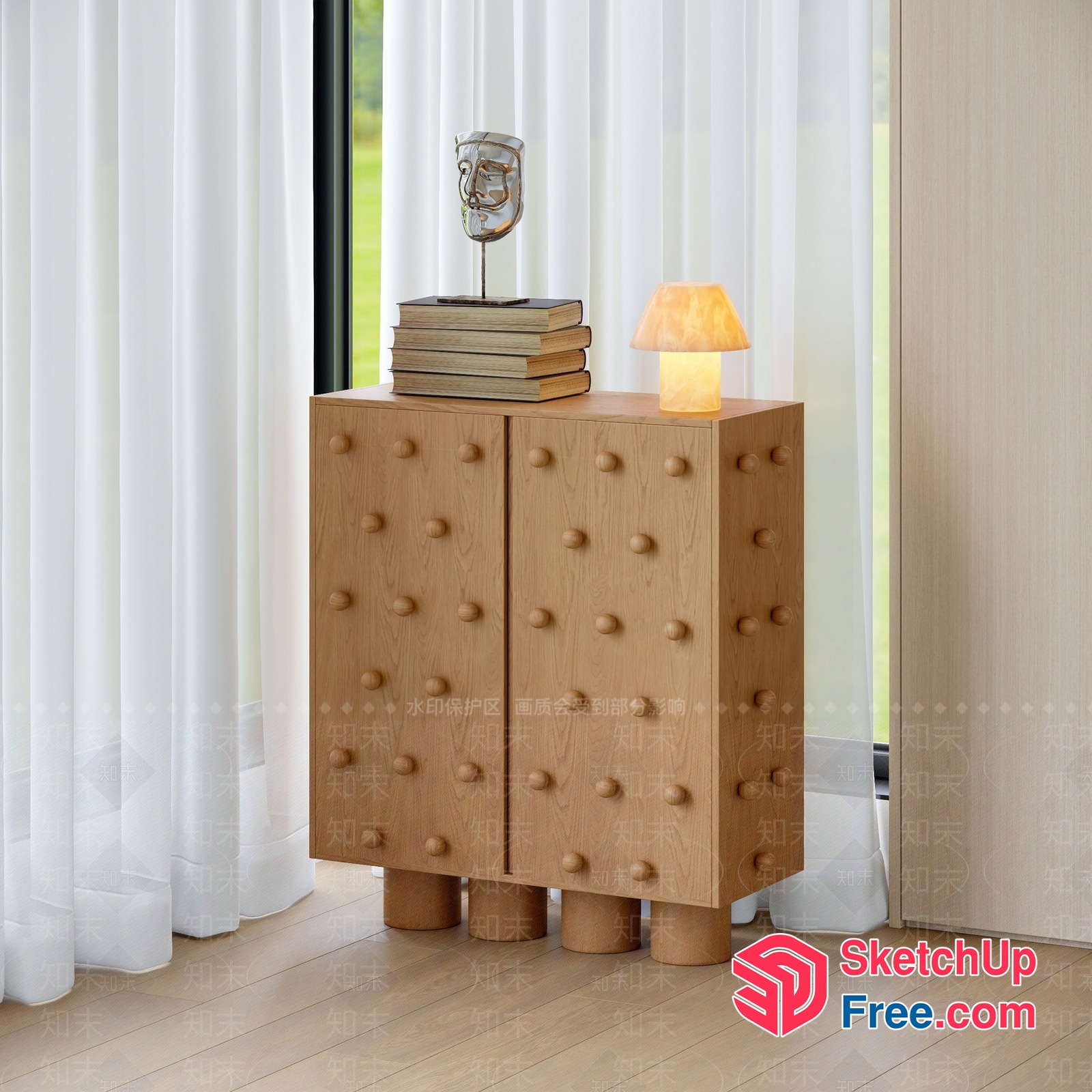 Elegant Wood Furniture With Decorative Knobs 3D SketchUp File